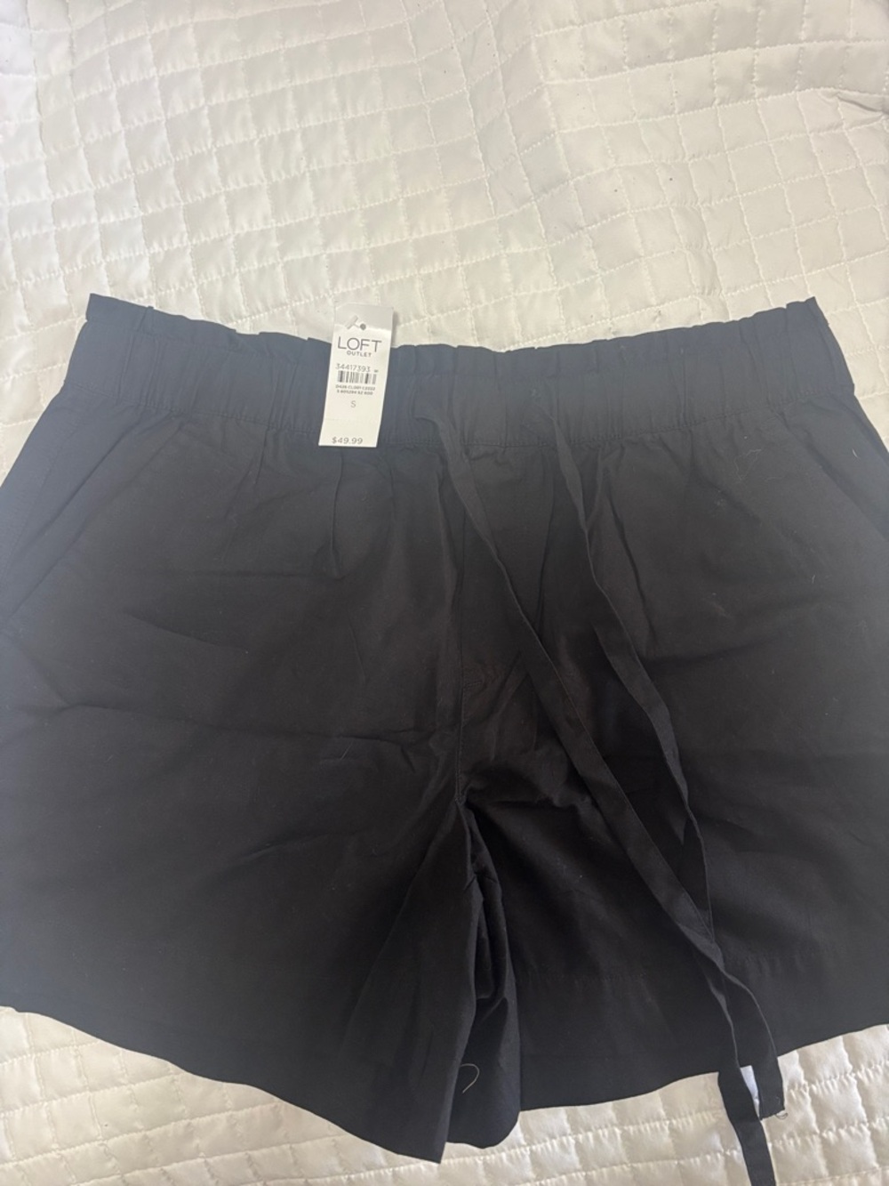 LOFT Black Elastic Drawstring Casual Shorts